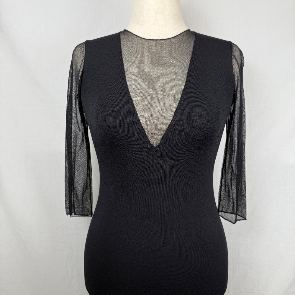 Zara Black Sheer Sleeve Midi Dress